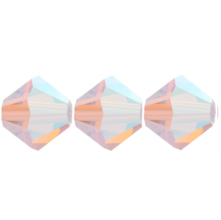 4mm Preciosa Bicones - Rose Opal AB2X - Pack of 30