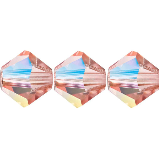 4mm Preciosa Bicones – Rose Peach AB – Pack of 30
