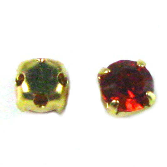 4mm Gold Plated Chaton Montee x 24 – Red Rosa