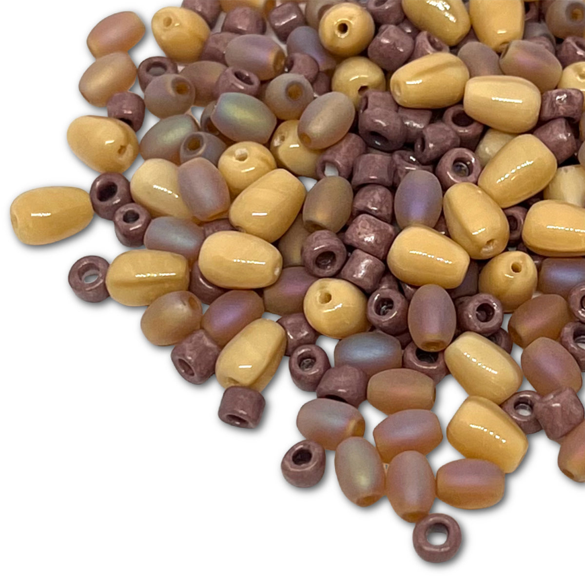 Salted Caramel Glass Bead Mix - 4-7mm Sizes - 25g