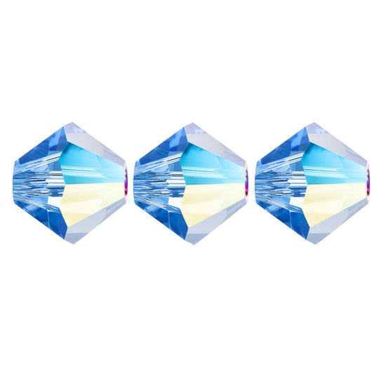 4mm Preciosa Bicones – Sapphire Glitter – Pack of 30