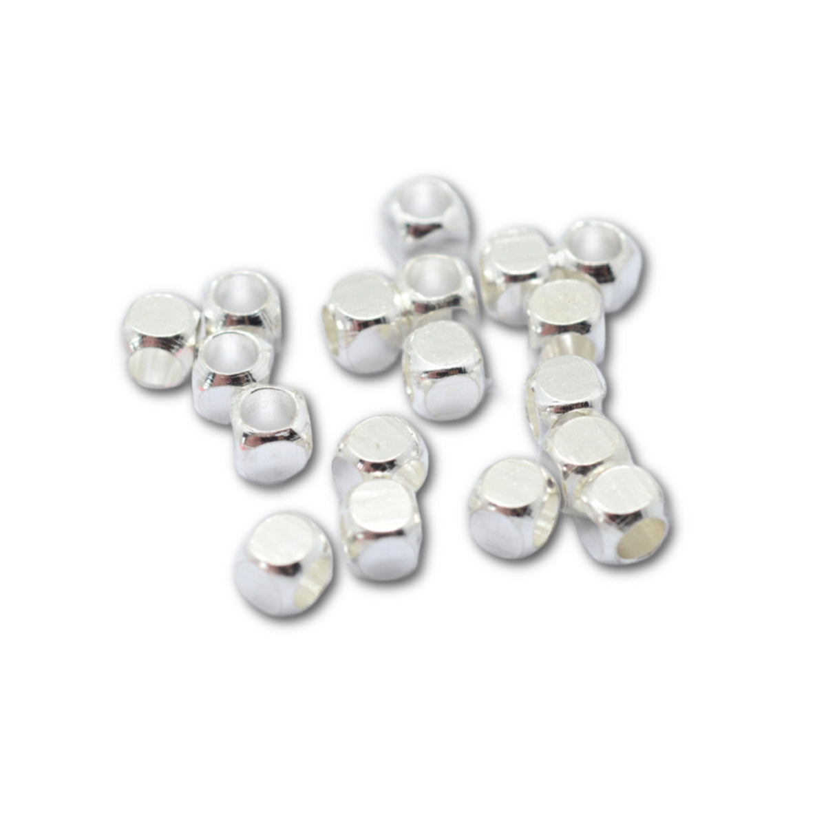 Silver Plated Cube Spacer 3x3x3mm – Bag of 25