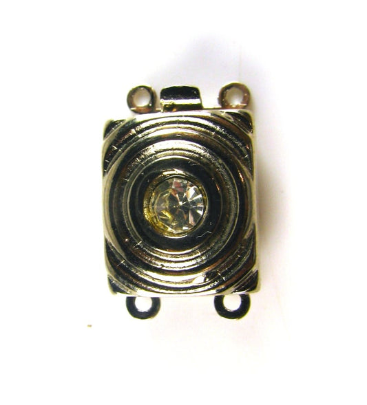 Silver Crystal 2 Strand Box Clasp 19x12mm