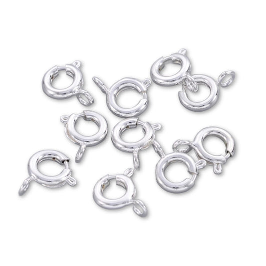 Silver Plated 6mm Spring Ring Clasps - Pack of 20