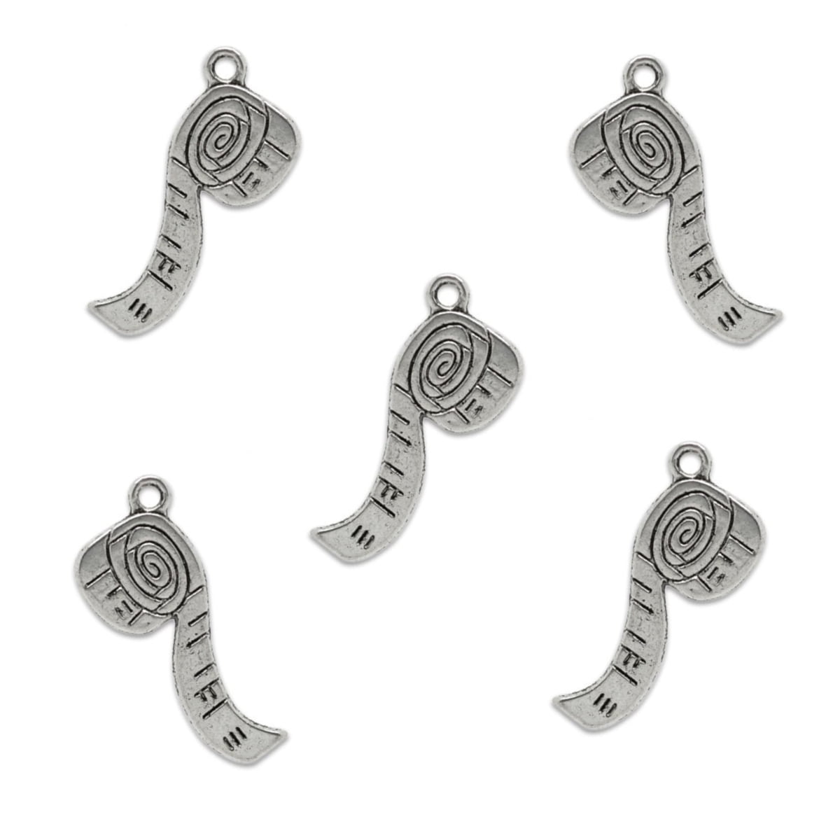 Silver Tape Measure Charm 27x12mm – Pack of 5