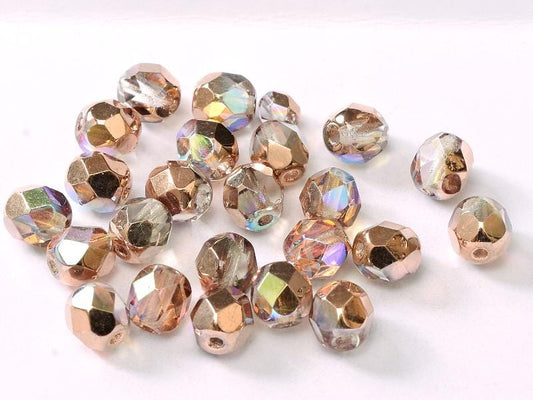 4mm Czech Fire-Polish – 98533 - Crystal Copper Rainbow x 100