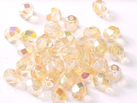 4mm Czech Fire-Polish – 98531 - Crystal Yellow Rainbow x 100