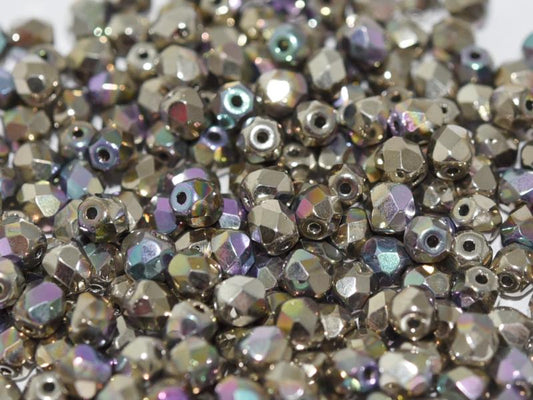 4mm Czech Fire Polish – 98554 - Crystal Glittery Argentic x 100