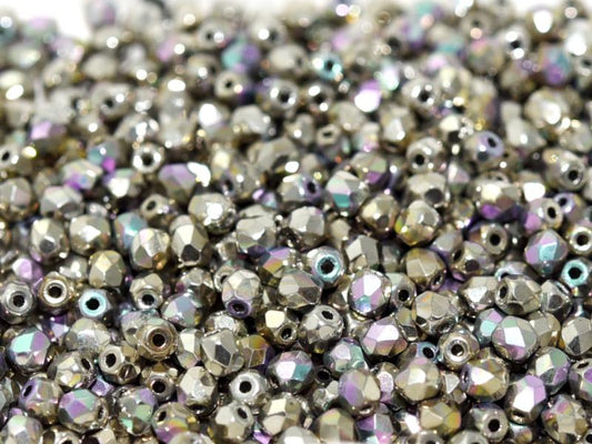 3mm Czech Fire Polish – 00030/98554 – Crystal Glittery Argentic x 100