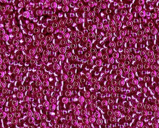 11/0 Miyuki Seed Beads - 25g Bag – Fuchsia Transparent Silver Lined – Colour 1340