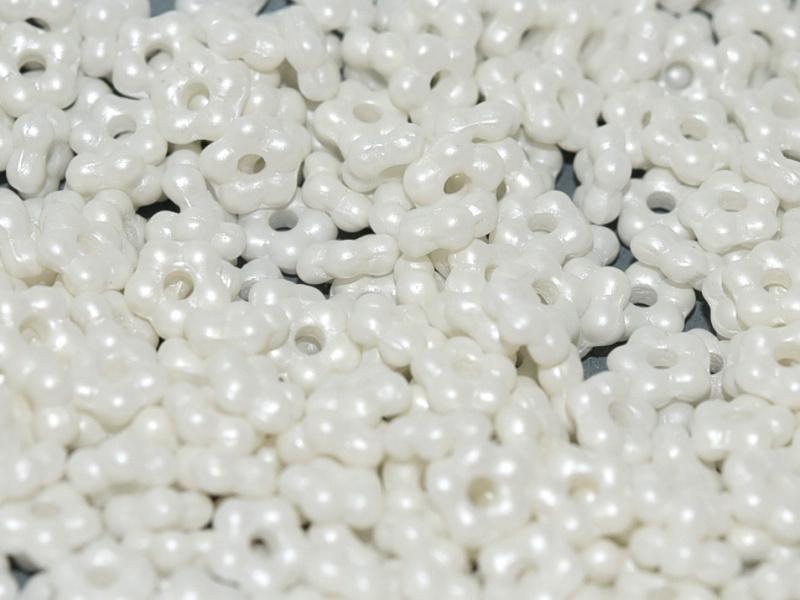 5mm Czech Glass Flower Beads - Pack of 50 - Alabaster White