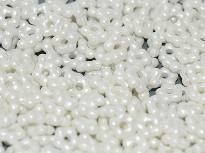 5mm Czech Glass Flower Beads - Pack of 50 - Alabaster White