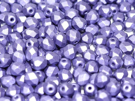 4mm Czech Fire-Polish – 02010/29425 - Alabaster Metallic Violet x 100