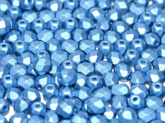 4mm Czech Fire-Polish – 02010/29434 - Alabaster Metallic Sea Blue x 100