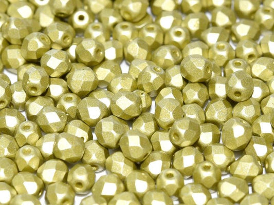 4mm Czech Fire-Polish – 02010/29482 - Alabaster Metallic Lemongrass x 100