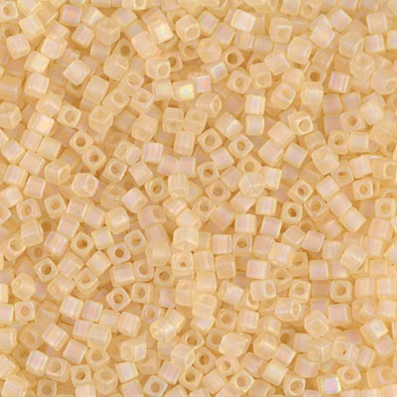 Miyuki 1.8mm Cube Beads - 5g Bag - Matted Transp Lt.Topaz AB