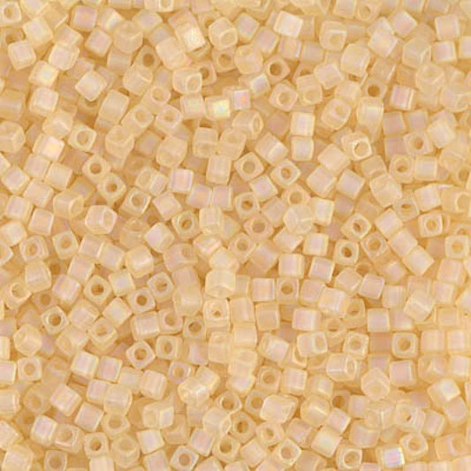 Miyuki 1.8mm Cube Beads - 5g Bag - Matted Transp Lt.Topaz AB