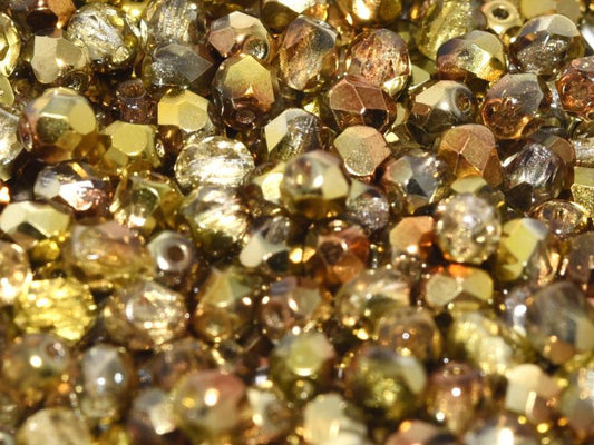 3mm Czech Fire Polish – 00030/98002 – Crystal Sunny Magic Gold x 100