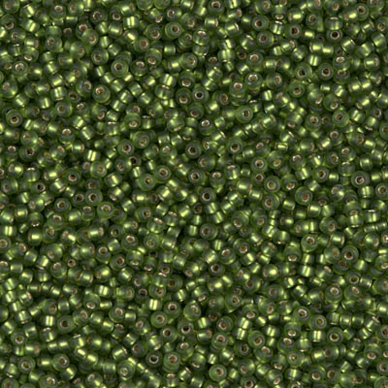 15/0 Miyuki Seed Beads - 5g Bag - Matted Silver Lined Olive 0026