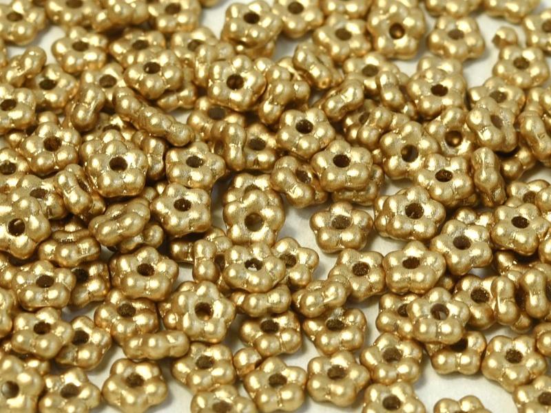 5mm Czech Glass Flower Beads - Pack of 50 - Light Gold Matte