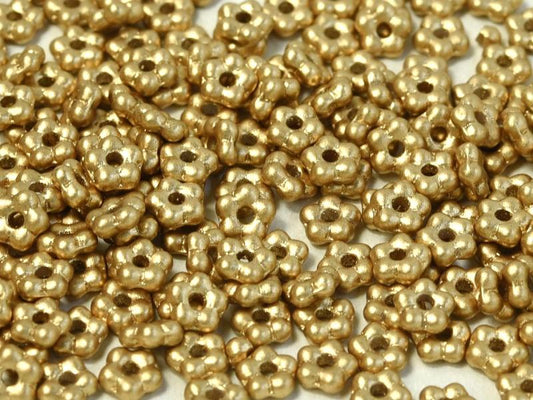 5mm Czech Glass Flower Beads - Pack of 50 - Light Gold Matte