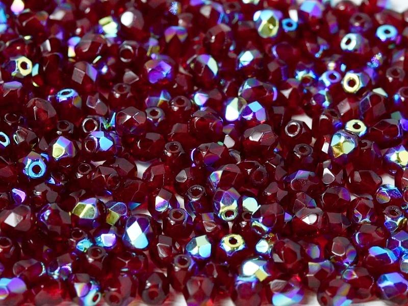 4mm Czech Fire Polish – 90110/28701 – Garnet AB x 100