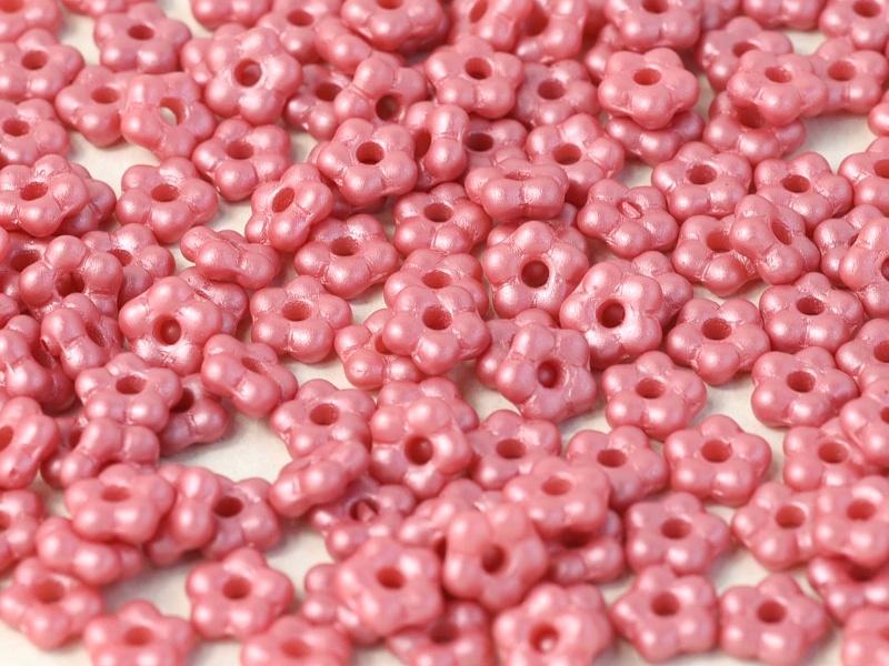 5mm Czech Glass Flower Beads - Pack of 50 - Pastel Dark Rose