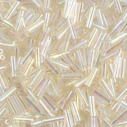 3mm Miyuki Bugle Beads (Size #1) - 7g Bag - Crystal Ivory Gold Luster - 2442
