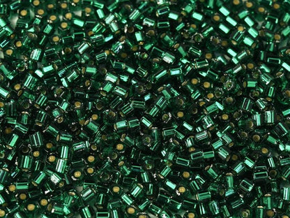 Miyuki Hex Cut 8/0 - 10g Bag - Silver Lined Emerald