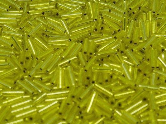 3mm Miyuki Bugle Beads (Size #1) - 7g Bag - Silver Lined Yellow - 0006