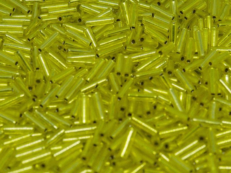 3mm Miyuki Bugle Beads (Size #1) - 7g Bag - Silver Lined Yellow 0006