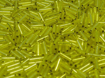 3mm Miyuki Bugle Beads (Size #1) - 7g Bag - Silver Lined Yellow 0006