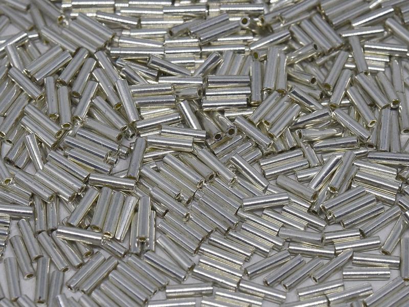 3mm Miyuki Bugle Beads (Size #1) - 7g Bag - Galvanized Silver 1051