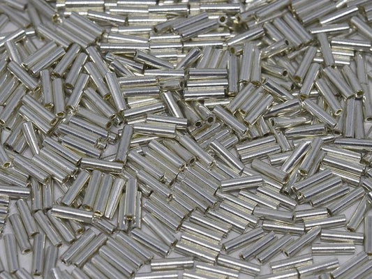 3mm Miyuki Bugle Beads (Size #1) - 7g Bag - Galvanized Silver 1051
