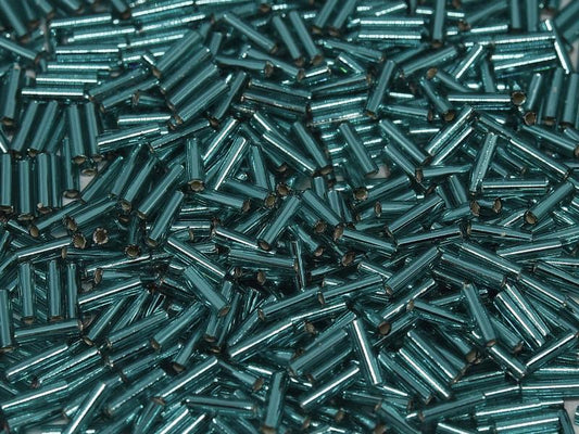 3mm Miyuki Bugle Beads (Size #1) - 7g Bag - Silver Lined Teal - 2425