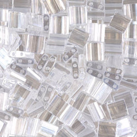 Miyuki Tila Beads - 5g Bag - Transparent Silver Grey Luster