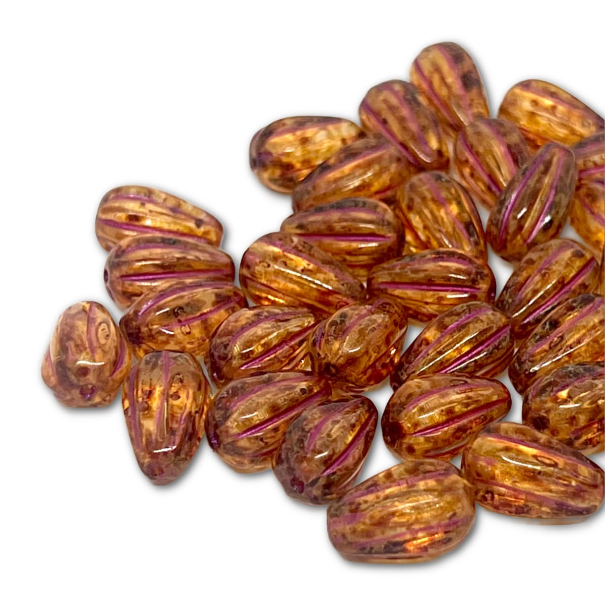 13x8mm Drop Melon Beads - Topaz Pink Wash - Priced Per Piece