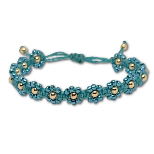 Braided Macrame Flower Bracelet Kit - Ice Blue