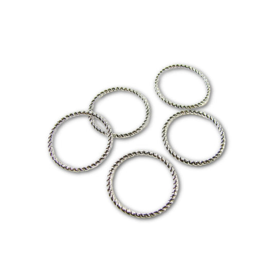 Silver Plated 18mm Twisted Ring or Link – Pack of 10