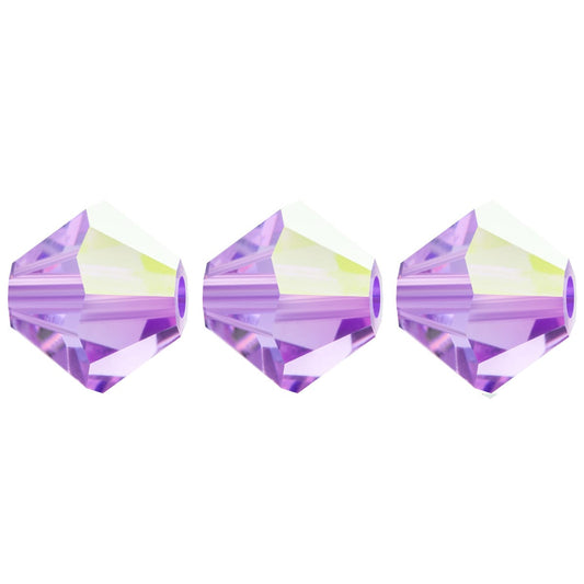 4mm Preciosa Bicones – Violet AB – Pack of 30