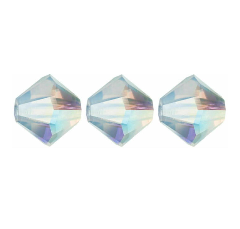4mm Preciosa Bicones – White Opal AB – Pack of 30