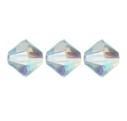 4mm Preciosa Bicones – White Opal AB – Pack of 30
