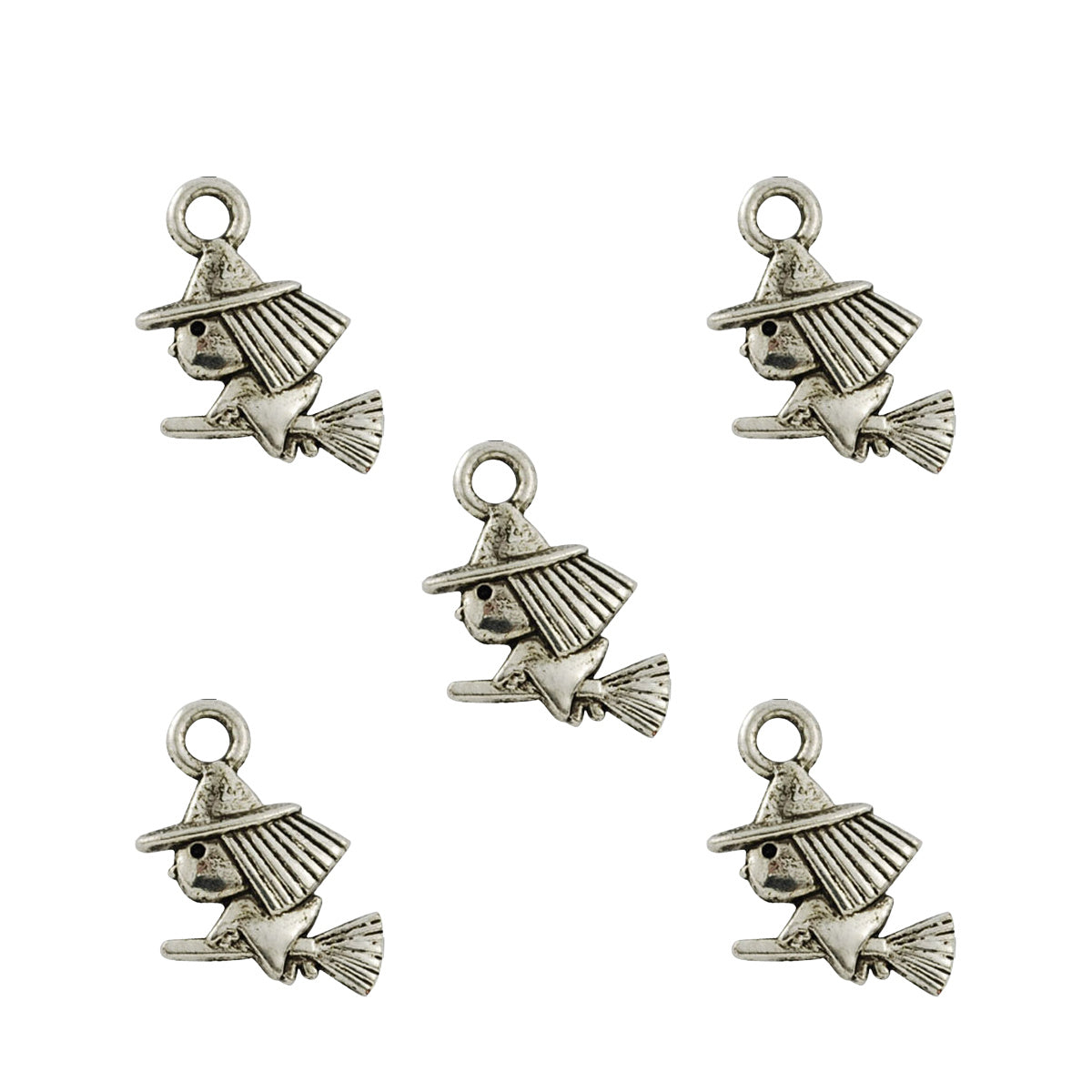 Silver Plated Mini Witch Charms 13x11mm - Pack of 5