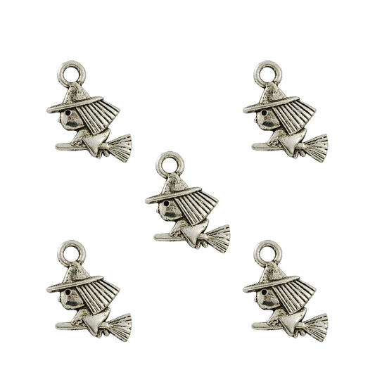 Silver Plated Mini Witch Charms 13x11mm - Pack of 5