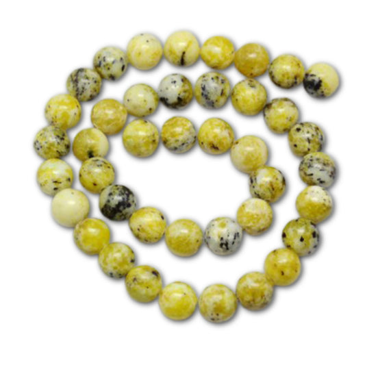 6mm Natural Yellow Turquoise Round Bead Strand - Approx 60 Beads