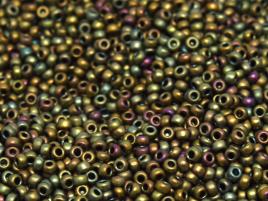 15/0 Miyuki Seed Beads - 5g Bag – Matte Metallic Olive Green Gold Luster – Colour 2068
