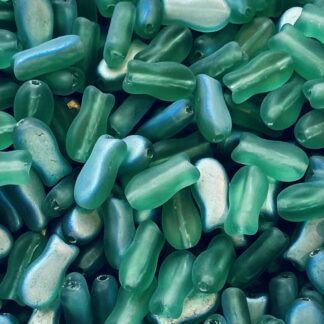 Czech Glass Mini Fish Beads – 9x5mm – Pack of 10 – Matte Teal AB